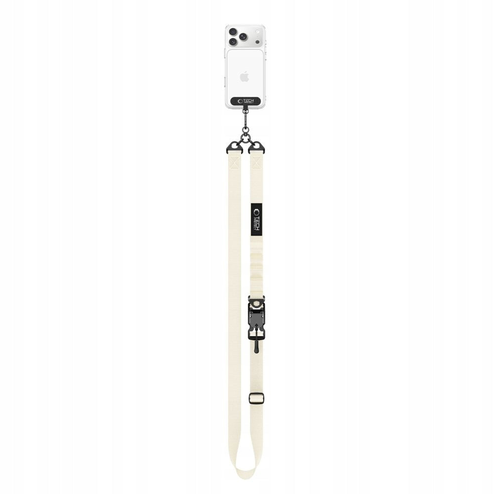 Lanyard for phone, keys Tech-Protect C9S solid lanyard over the shoulder, neck Color beige