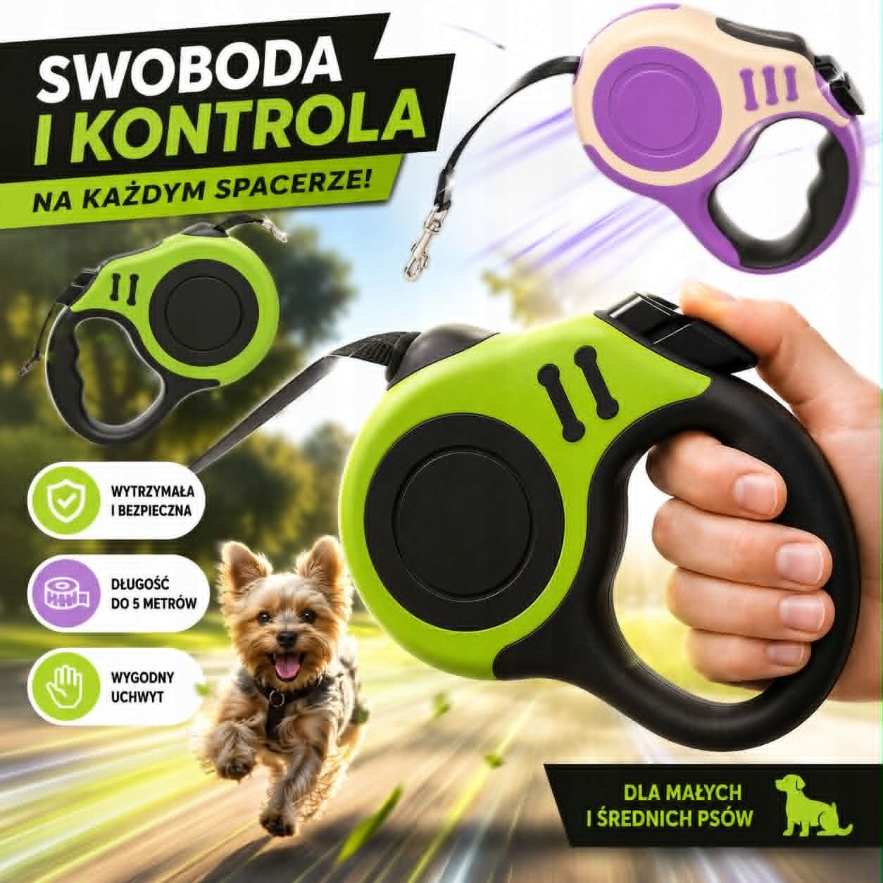 Lanyard for small and medium dog automatic on tape 3 m Manufacturer code SMYCZ