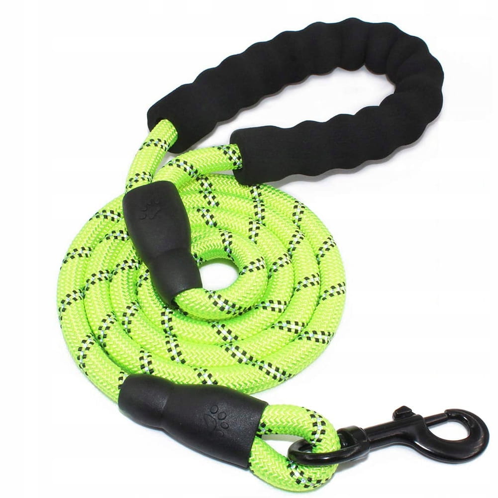 Lanyard reflective bow for dog strong rope cord thick solid 1,5m green