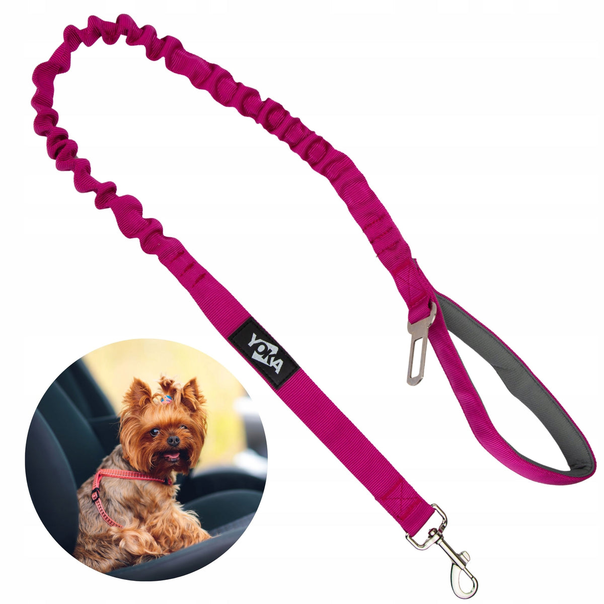 Lanyard with shock absorber with clasp for car 2in1 belts ROSE DARK