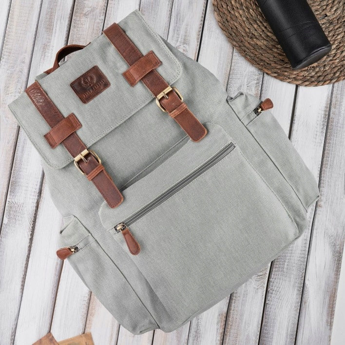 Laptop Backpack Men's Large for School Work Spacious Grey Brand Paolo Peruzzi