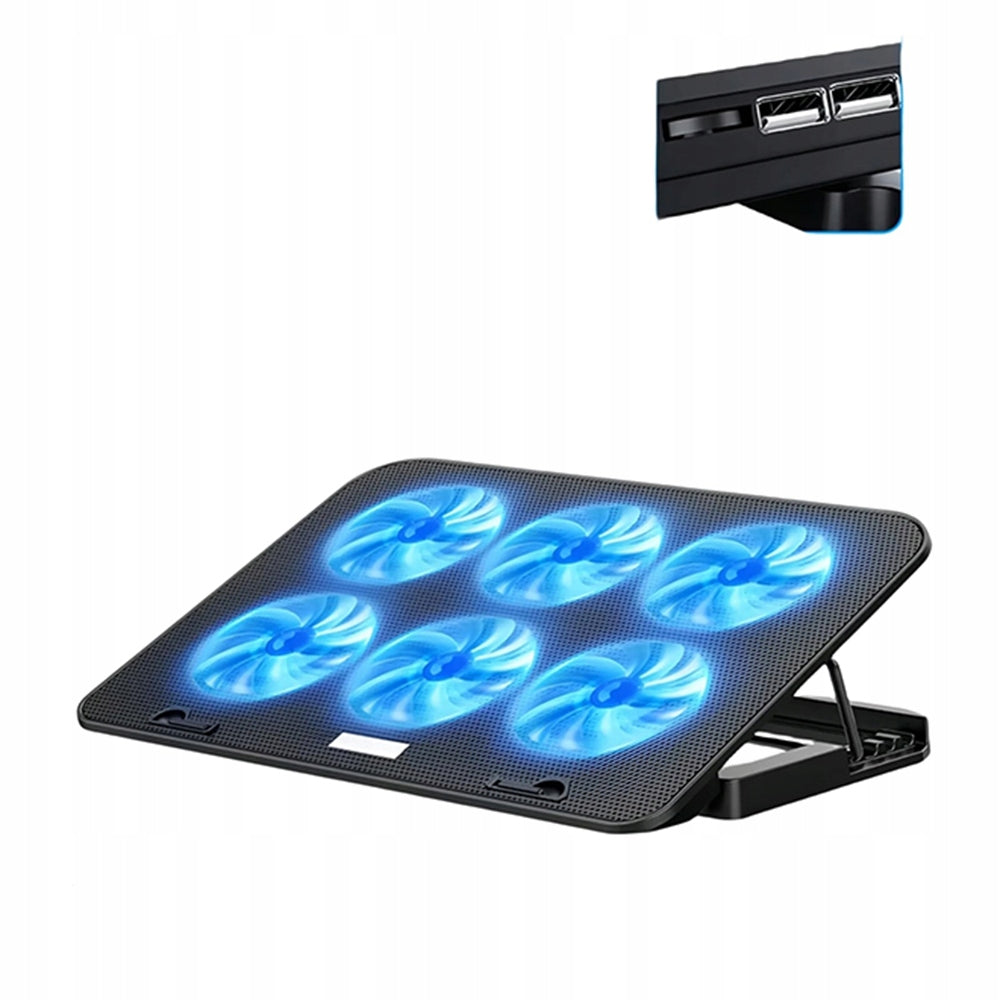 Laptop Cooling Pad, 6 Cooling Fans, Notebook Cooler for Fan 13-15.6 Inch