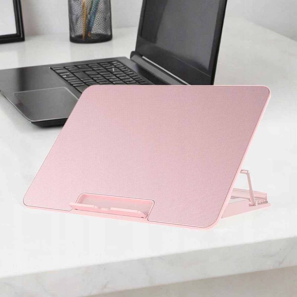 Laptop Cooling Pad Lap Desk Use Display Stand Heat Protection 6 Fans Pink