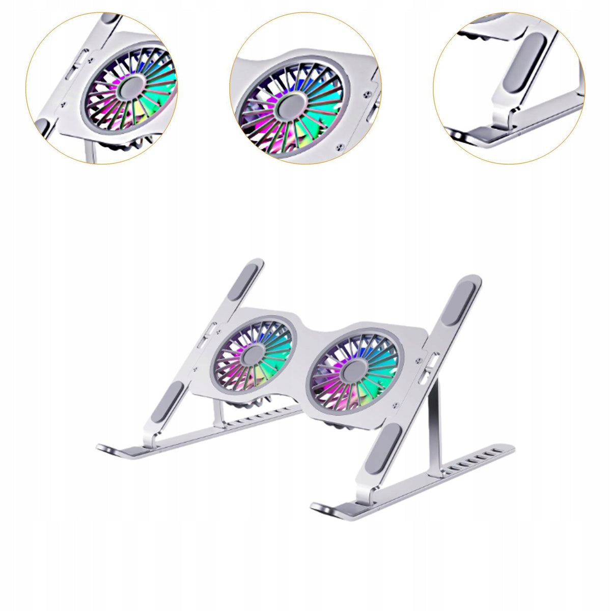 Laptop Cooling Stand Multi angle Laptop Riser for Bedroom Classroom Silver Packaging status original