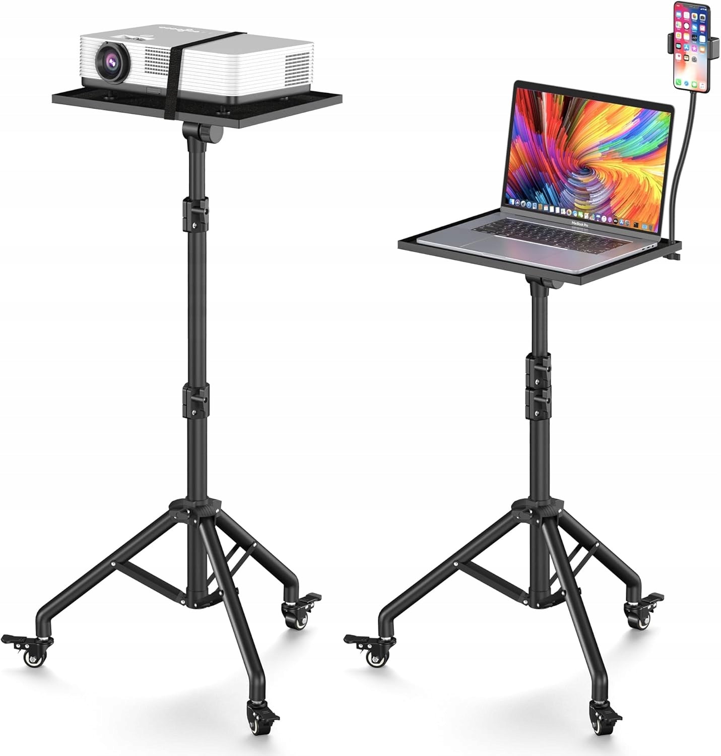 Laptop Stand Projector with Phone Holder Portable with Wheels 360