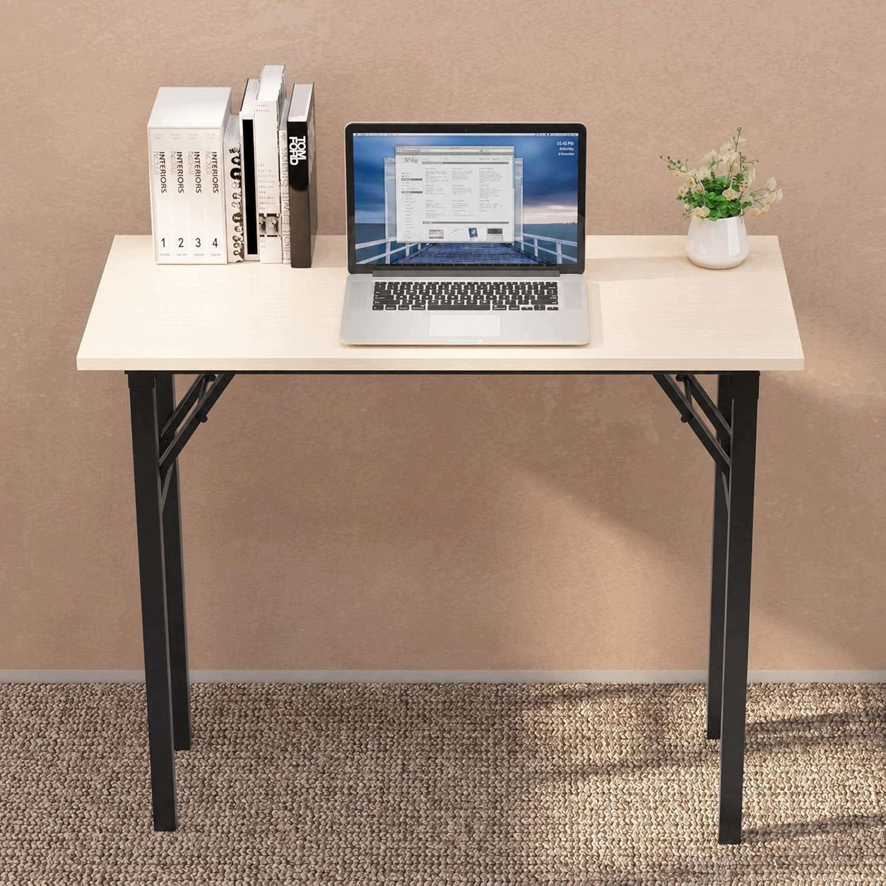 Laptop Table Folding Large Computer Desk 120 x 60 x 76 cm WHITE Manufacturer code Stolik pod Laptopa Składany Anytech BIAŁY