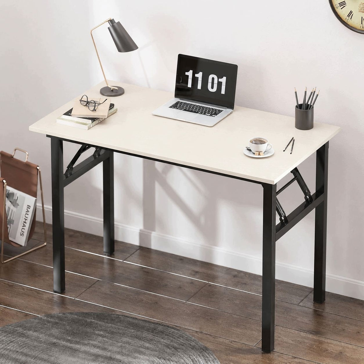 Laptop Table Folding Large Computer Desk 120 x 60 x 76 cm WHITE Packaging status original