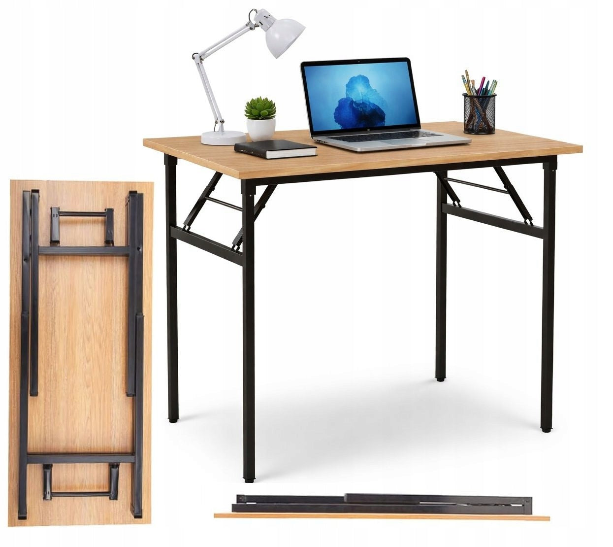 Laptop Table Folding Large Computer Desk 120x60x76 cm BROWN