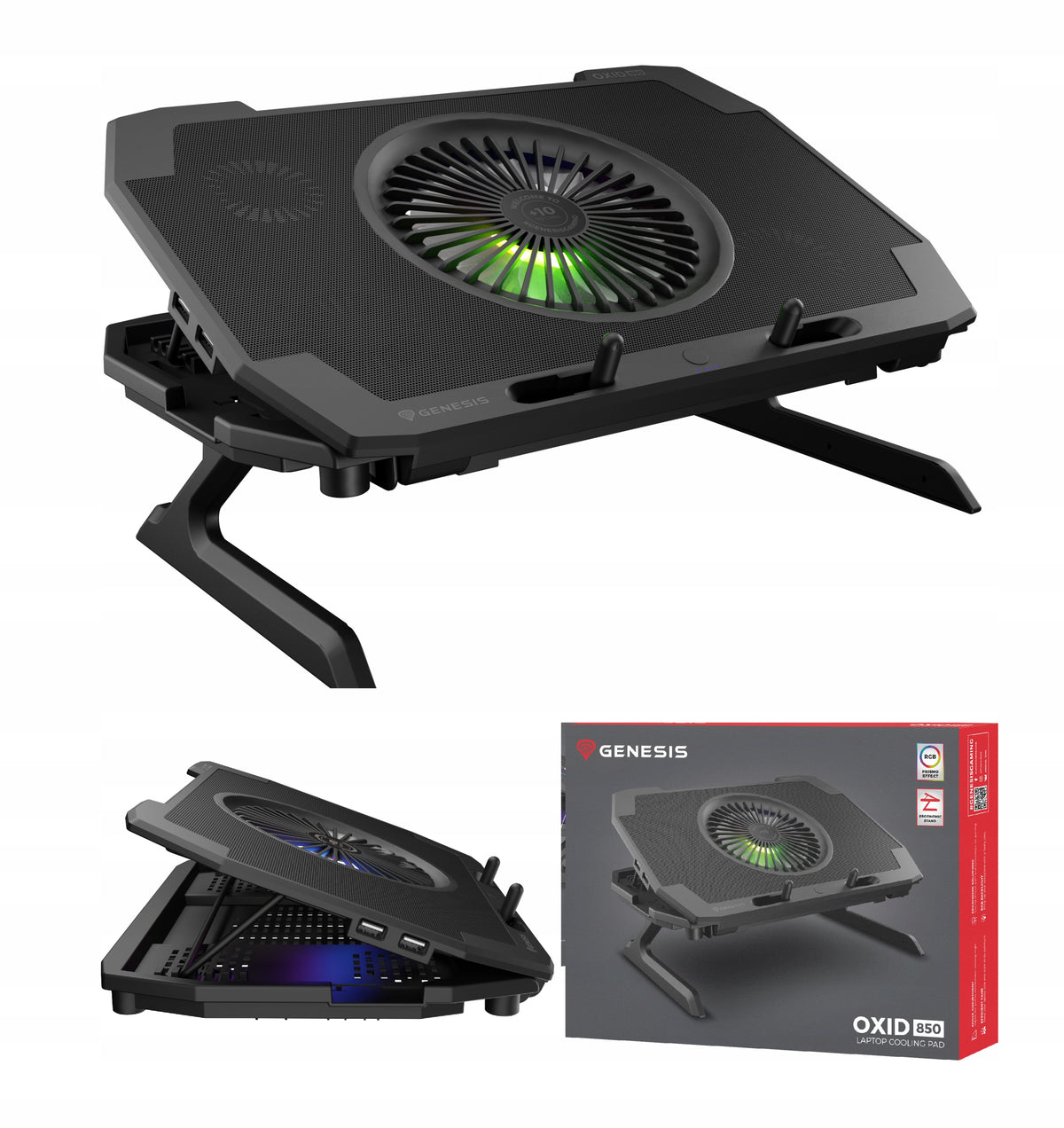 Laptop cooling stand 15,6-17,3`` GENESIS Oxid 850 RGB table