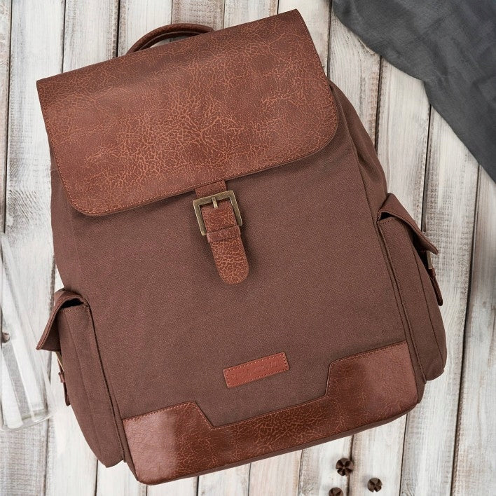 Laptop school backpack travel backpack brown vegan A4 Paolo Peruzzi Brand Paolo Peruzzi