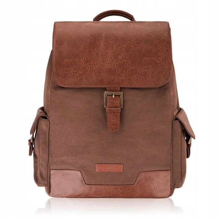 Laptop school backpack travel backpack brown vegan A4 Paolo Peruzzi