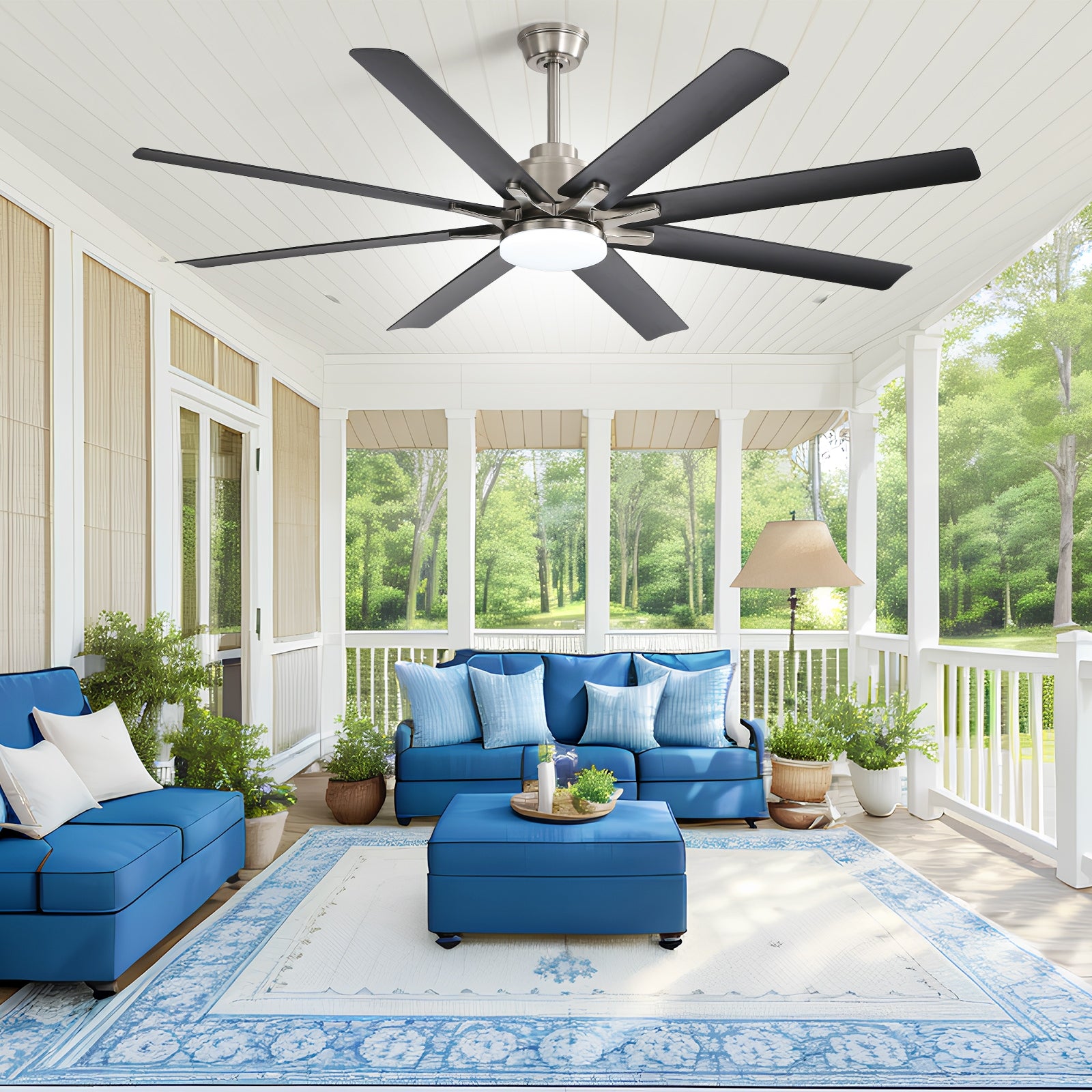 Large, 66-inch smart ceiling fan with 8 blades. Brand no brand