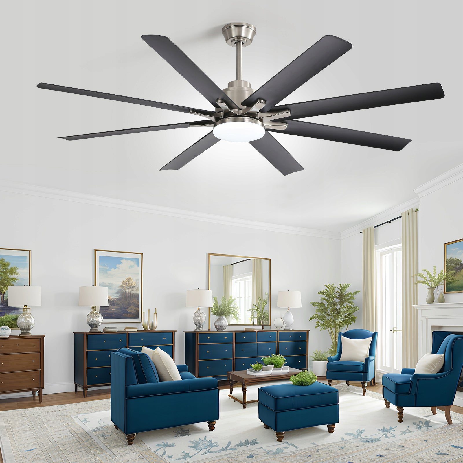 Large, 66-inch smart ceiling fan with 8 blades. Manufacturer code 8001819943450