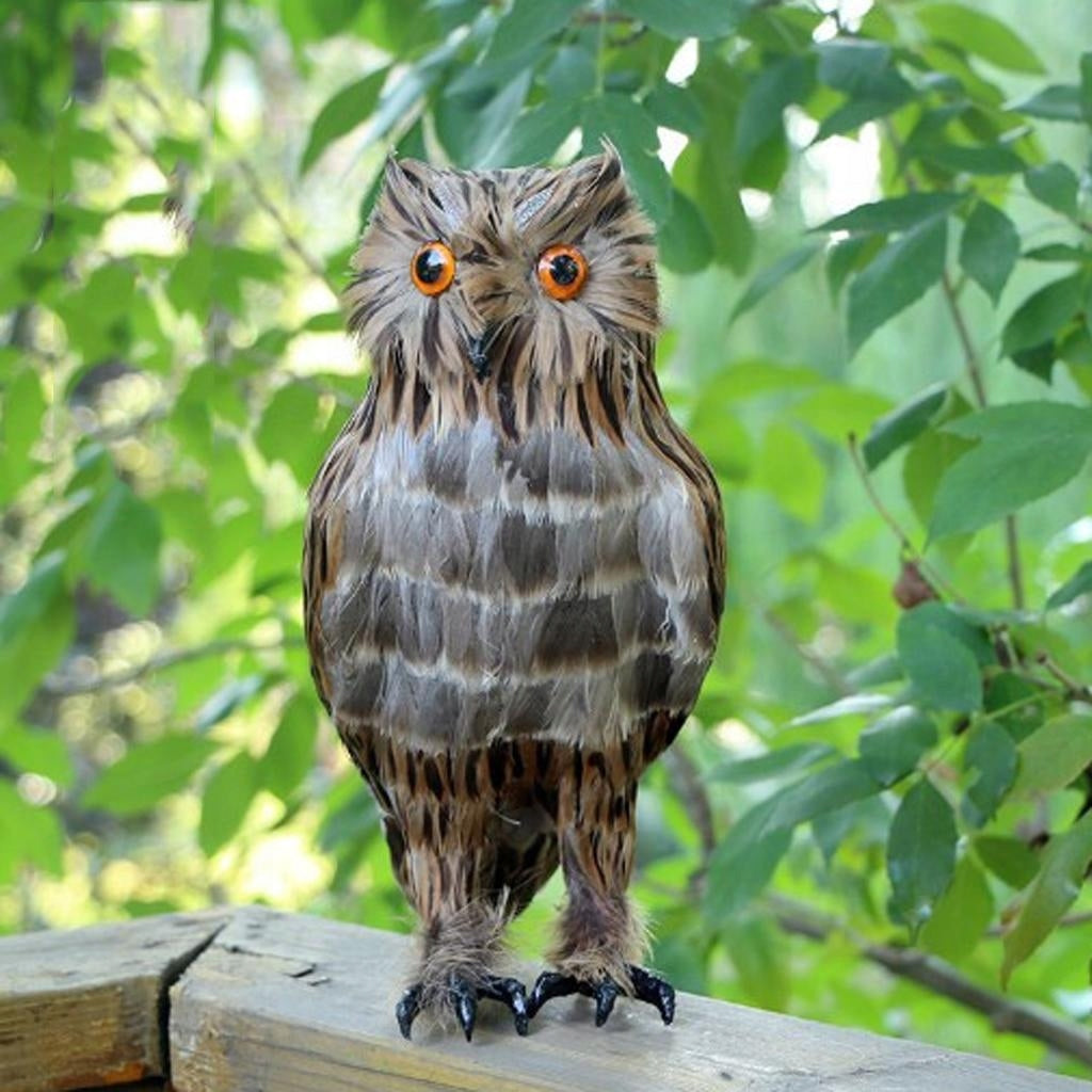 Large Artificial Owl Taxidermy Decor White/ Brown #1