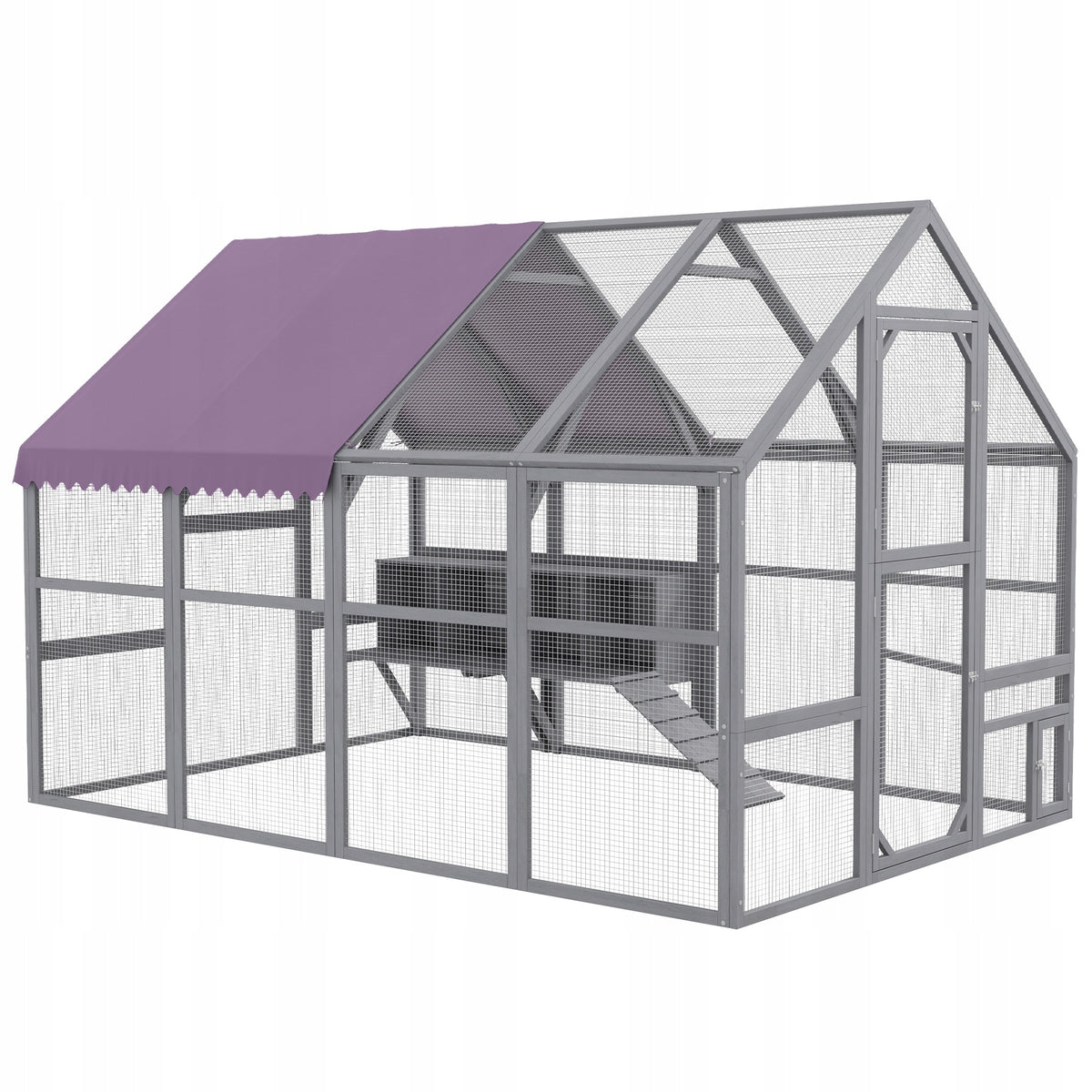 Large Aviary Runway for Chicken House 187x280x187 Grey XXL Strong Mesh