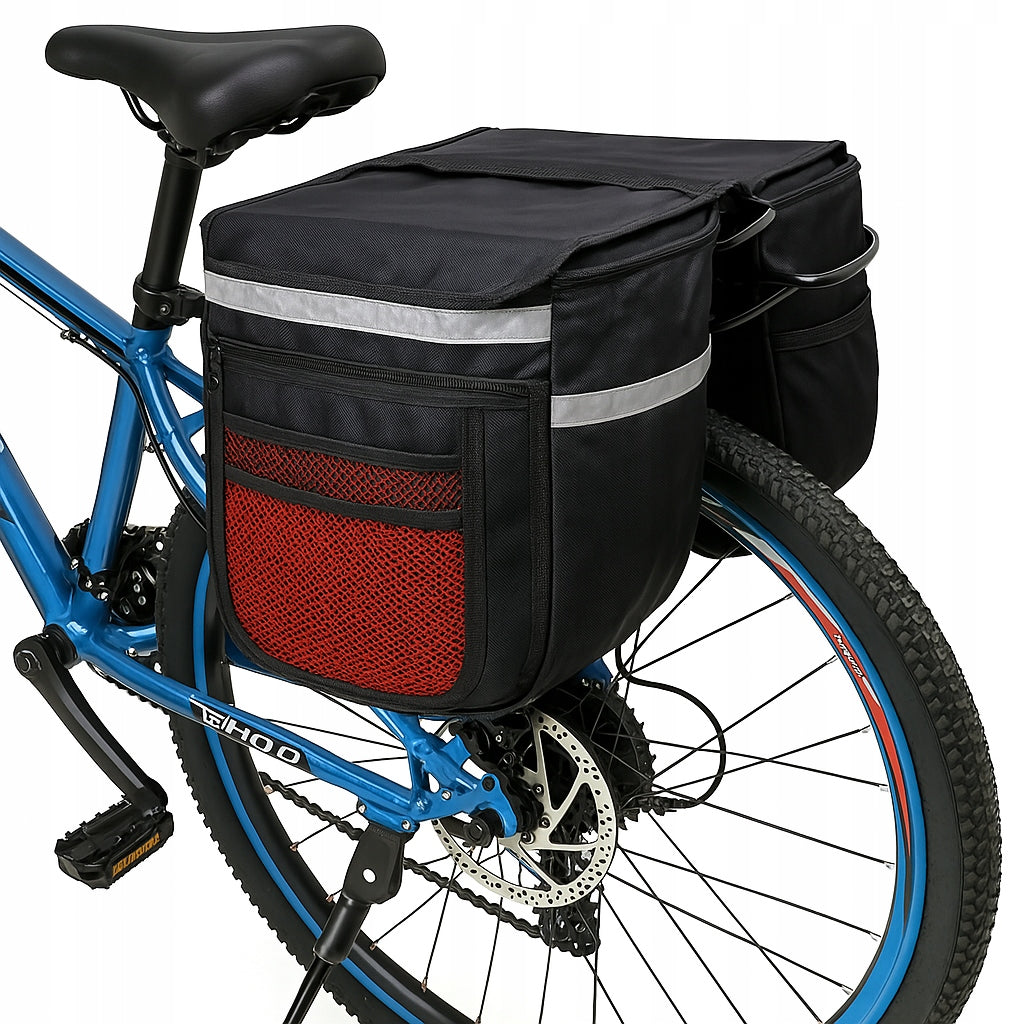 Large Bicycle Bag Pouch Double for Luggage Rack 2 Compartments Bicycle Color black