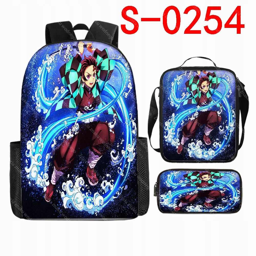 Large Capacity School Backpack with Fire Printing Effect: Anime