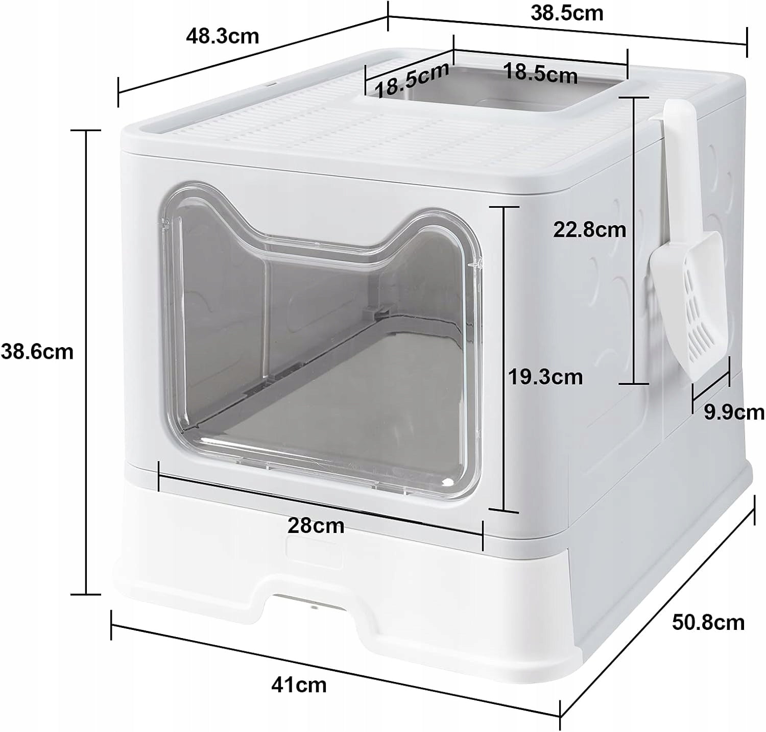 Large Cat Cuvette Closed Indoor Lockable with Drawer with XXL Spatula Color gray