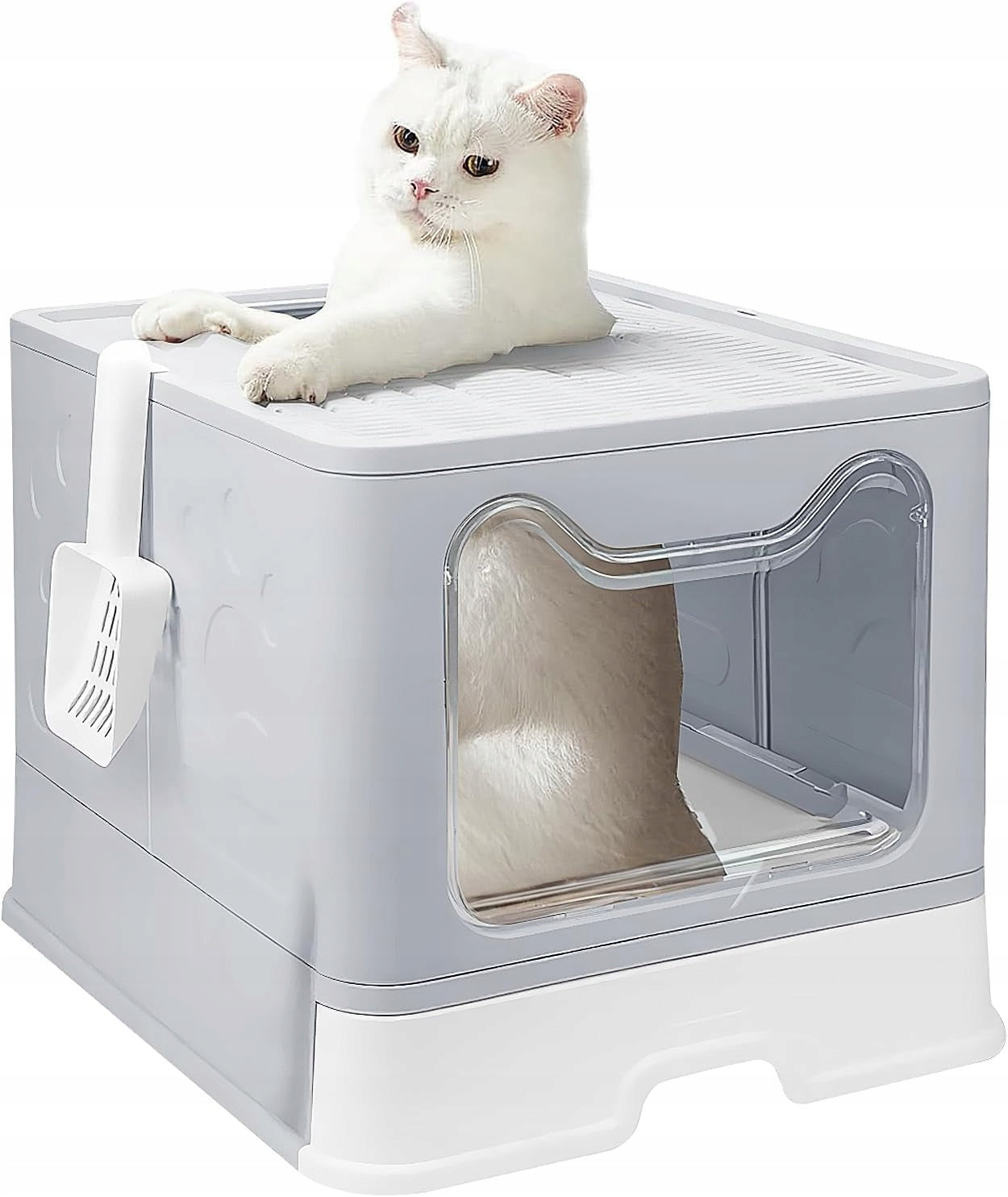 Large Cat Cuvette Closed Indoor Lockable with Drawer with XXL Spatula Kind closed litter box
