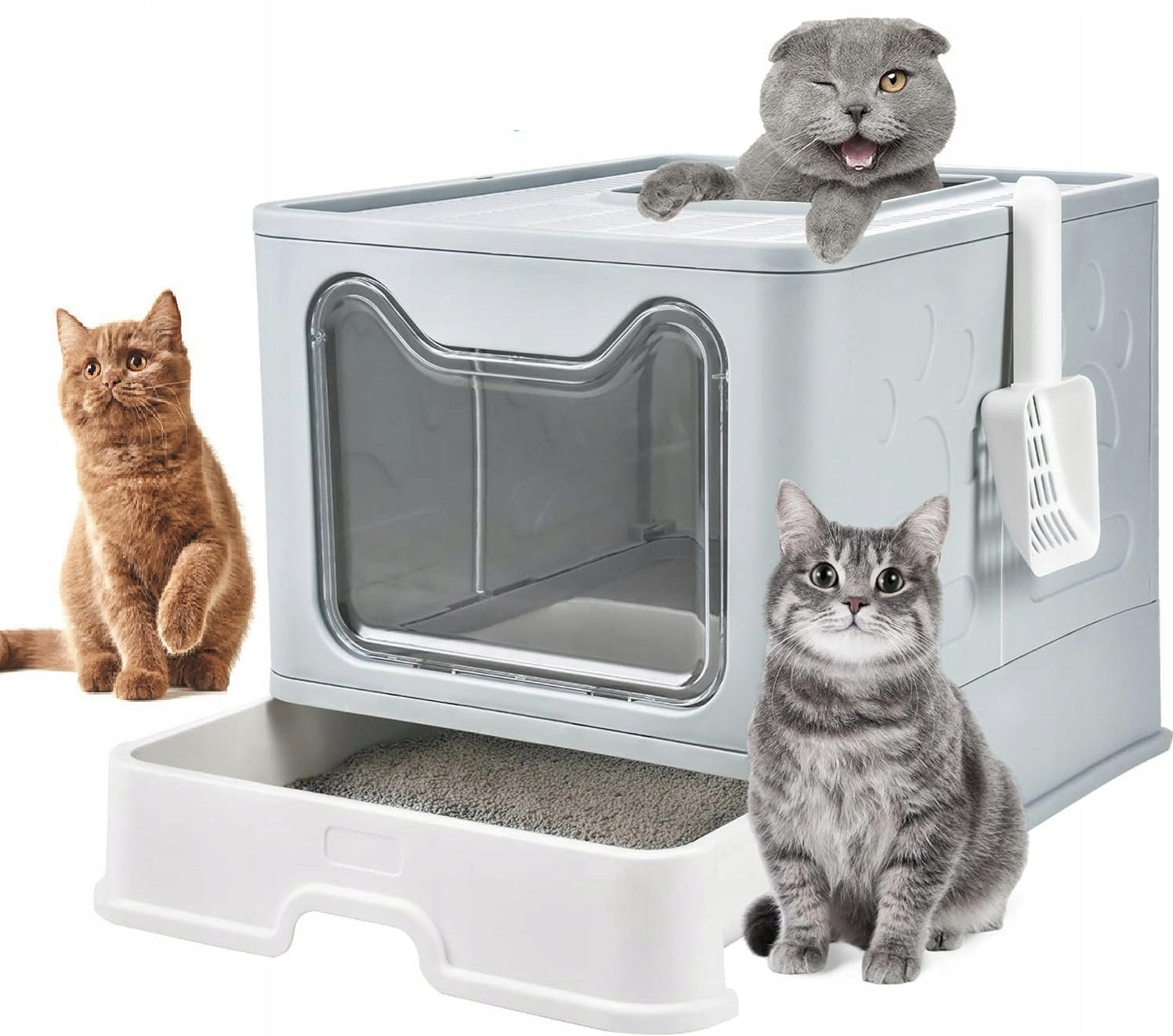 Large Cat Cuvette Closed Indoor Lockable with Drawer with XXL Spatula