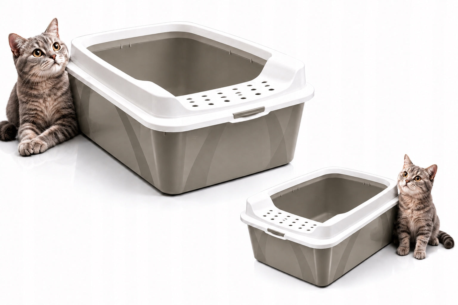 Large Cat Cuvette Open with Cappuccino Frame Cat Litter Cuvette Model Europlanet BONNIE Beżowa