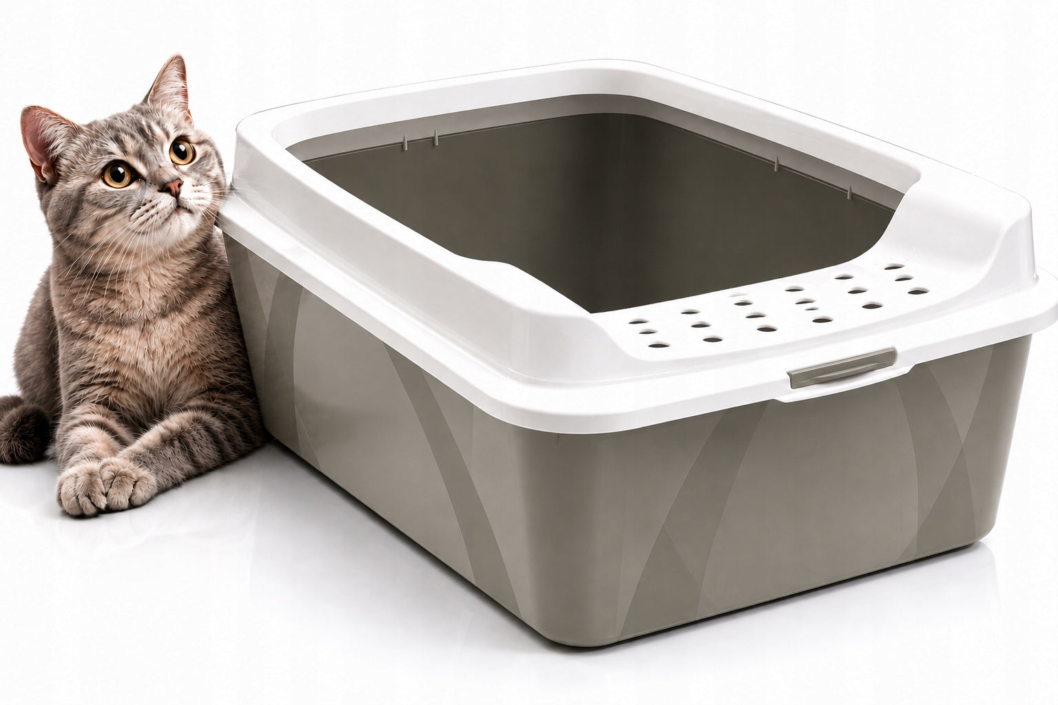 Large Cat Cuvette Open with Cappuccino Frame Cat Litter Cuvette