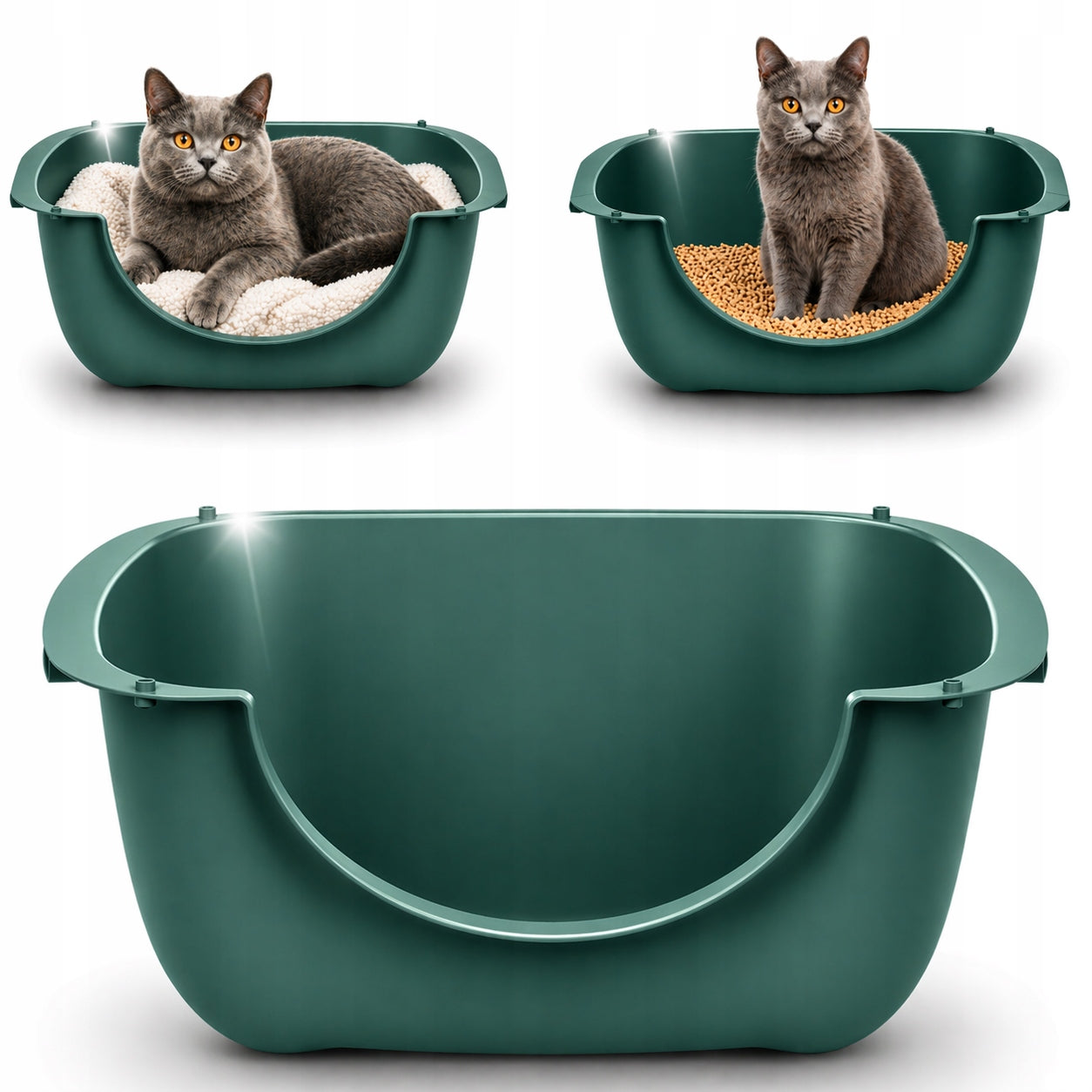 Large Cat Cuvette Open with Low Entry Cat Bed For Litter