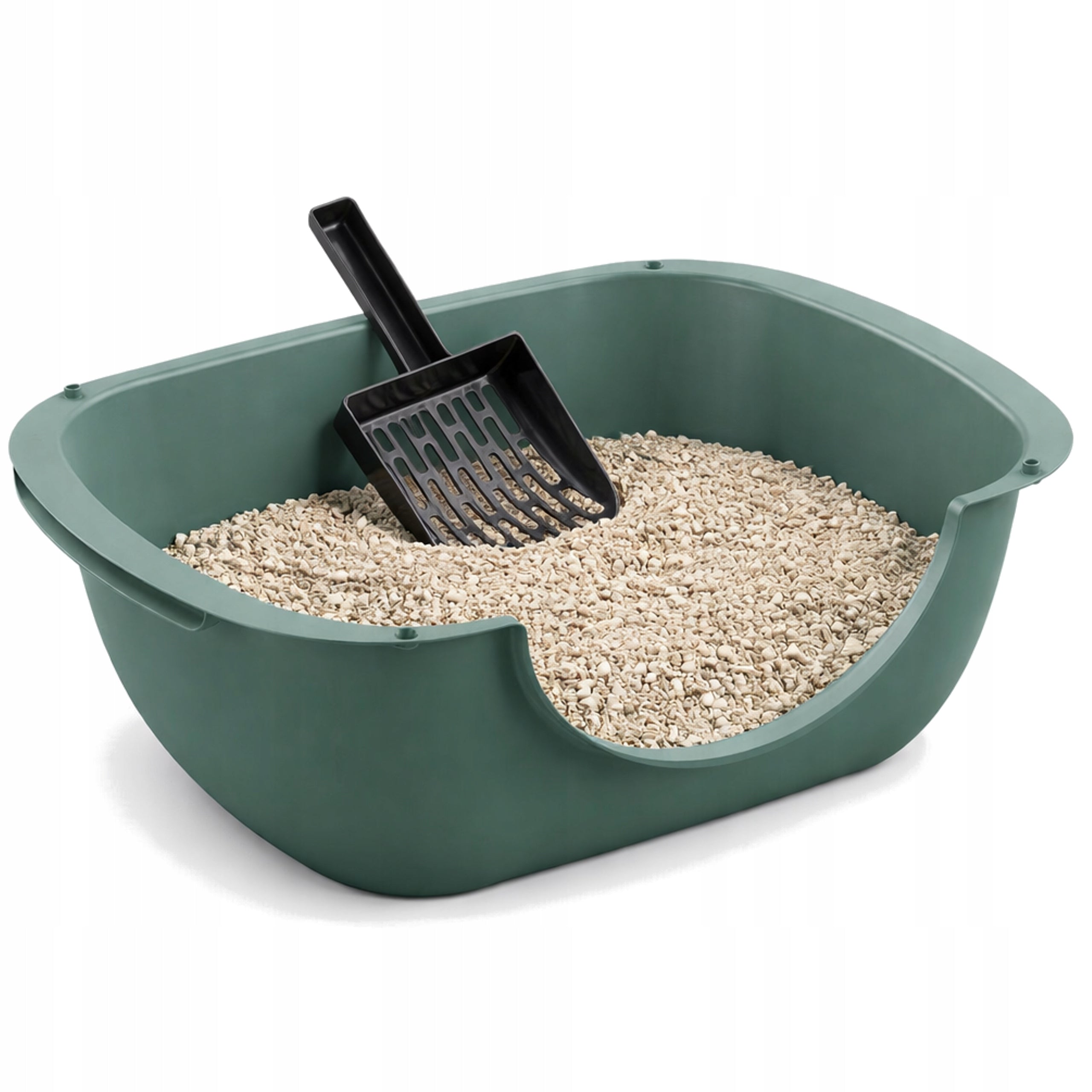 Large Cat Cuvette Rotho + Spatula Set Open Low Entrance