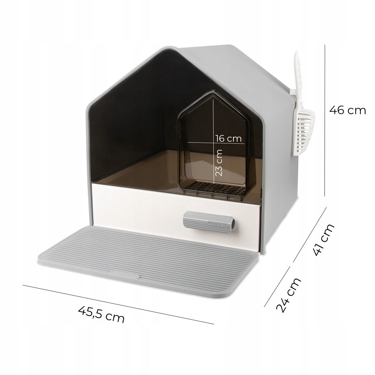 Large Cat Cuvette VILLA VIEW CARINIO set with Hygiene Spatula Drawer Color gray
