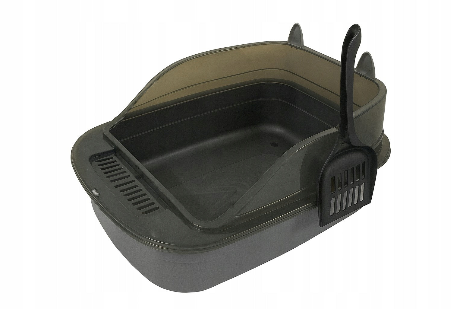 Large Cat Cuvette with Ears BLACK Open Sturdy Durable XXL Spatula Brand Anytech