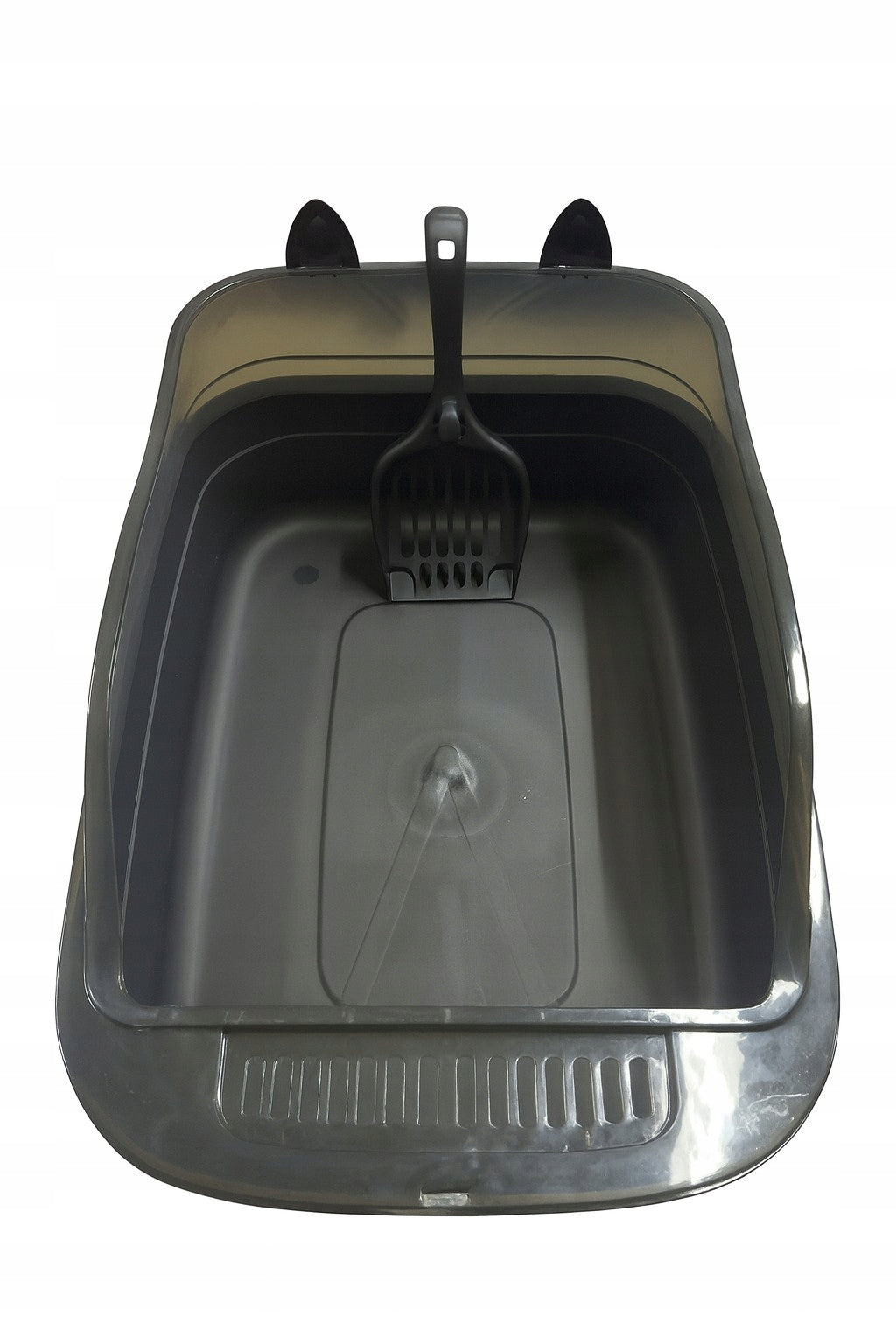 Large Cat Cuvette with Ears BLACK Open Sturdy Durable XXL Spatula Packaging status original