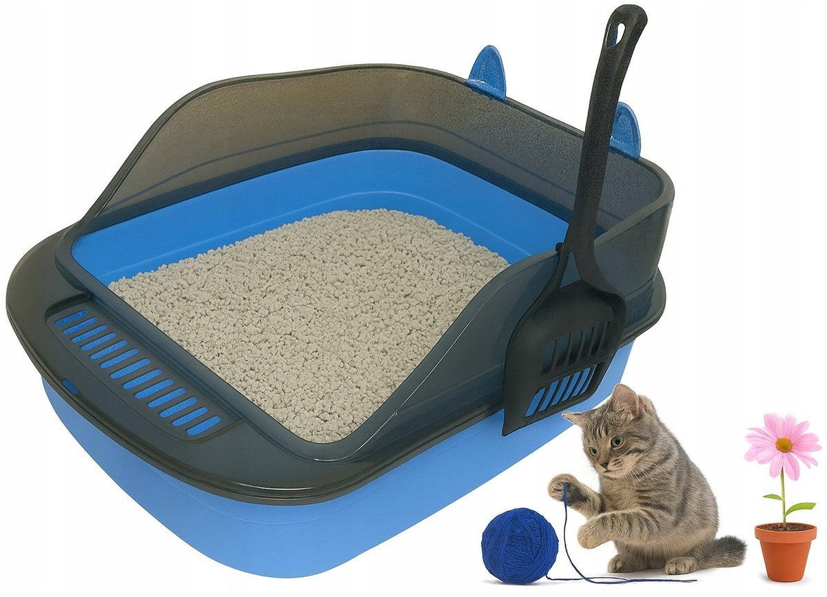 Large Cat Cuvette with Ears BLUE Open Sturdy Durable Spatula
