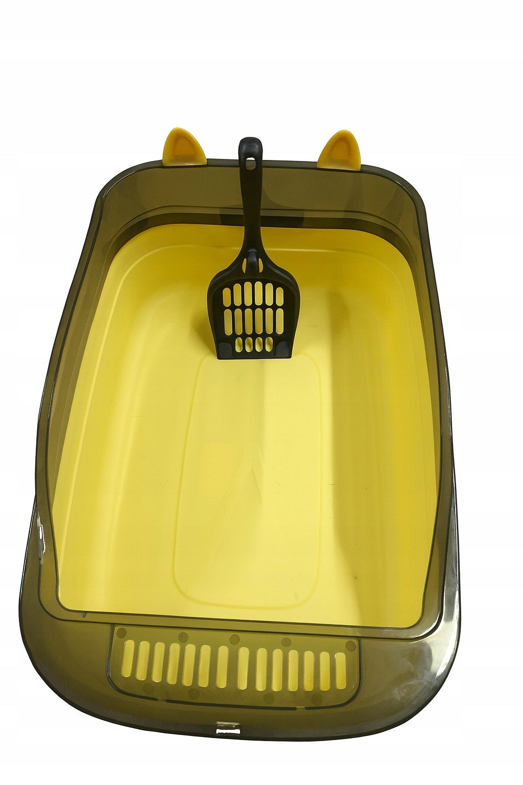 Large Cat Cuvette with Ears YELLOW Open Sturdy Durable XXL Spatula Trade name Duża Kuweta dla Kota z Uszami Anytech