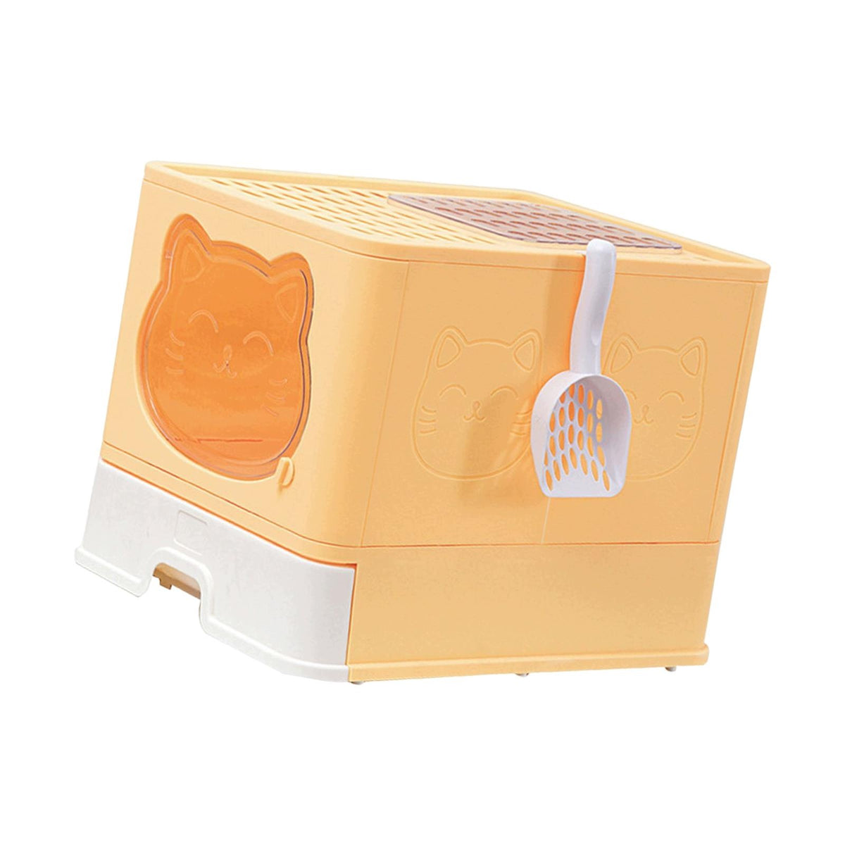 Large Cat Litter Box Folding Fully Enclosed Installation And Yellow