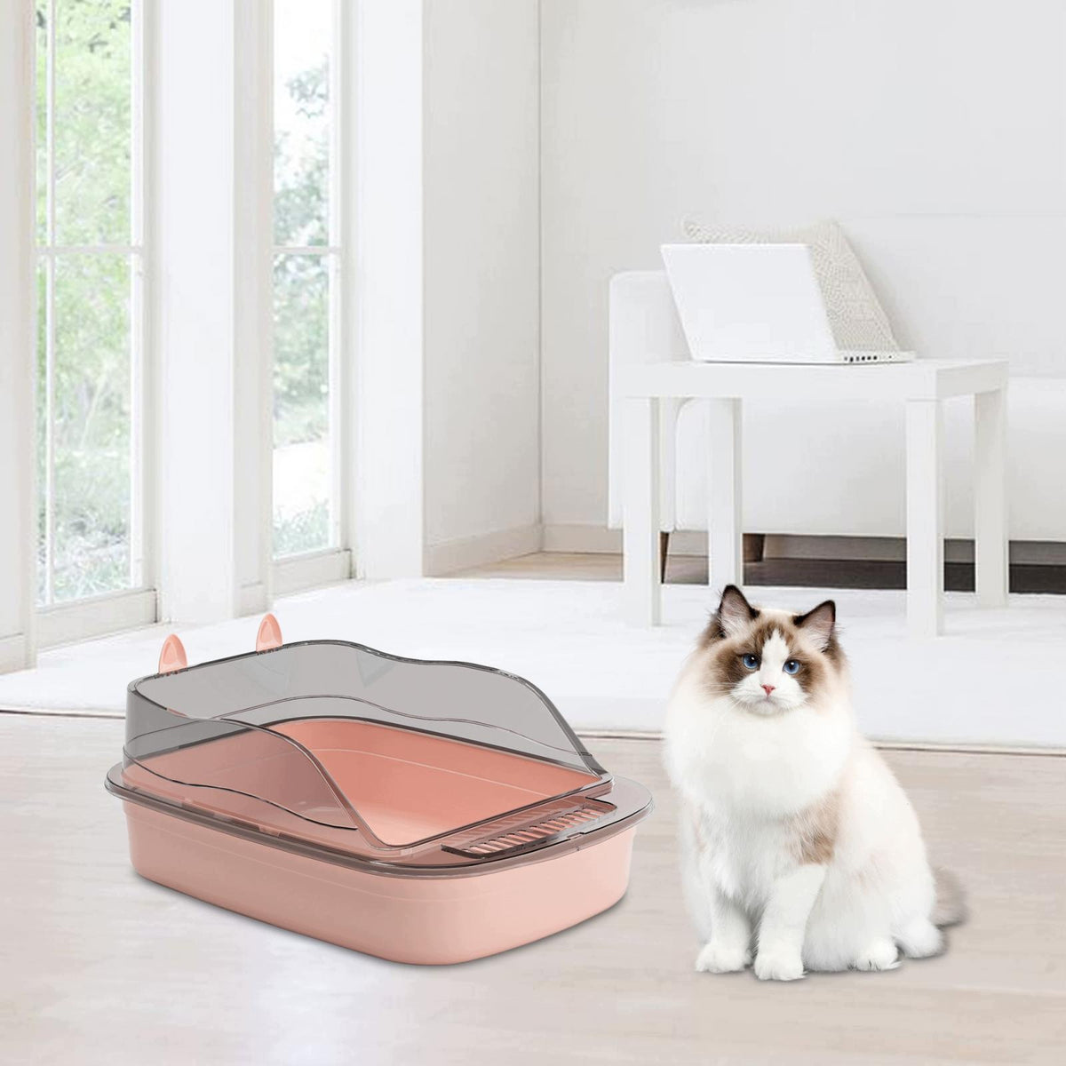 Large Cat Litter Box, Kitten Litter Box, Cat Litter Tray, Cartoon pink
