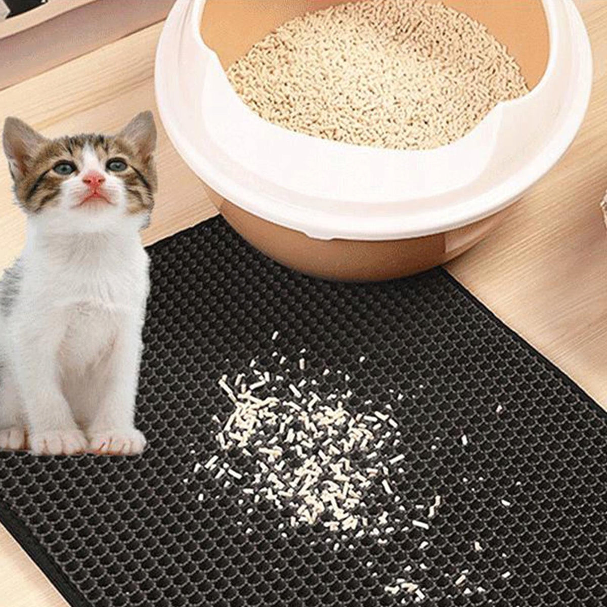 Large Cat Litter Mat Waterproof easy to clean Rug Carpet beige 40x50cm Packaging status original
