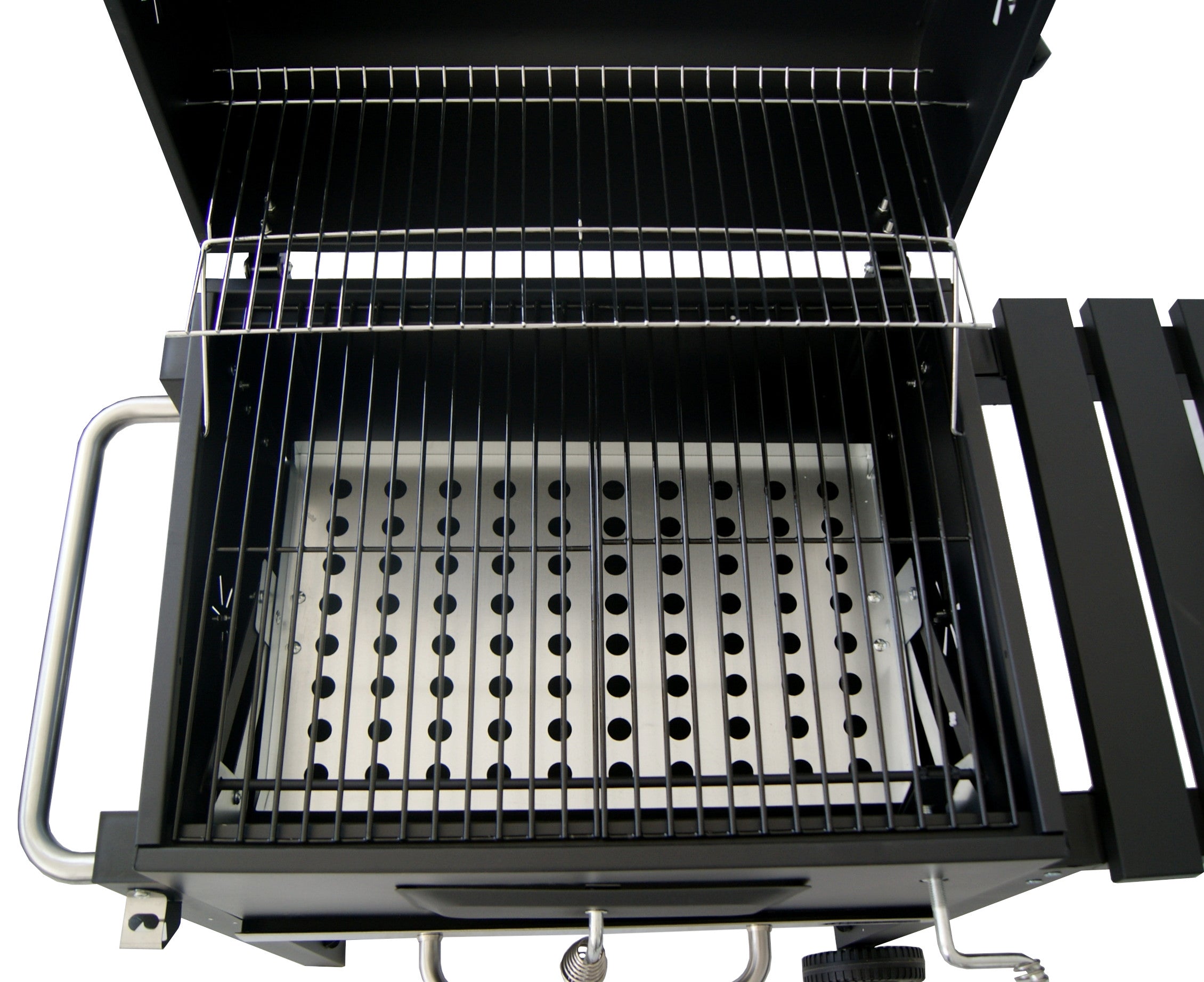 Large Charcoal Garden GRILL with Grate Cover Toaster Thermometer Black Grate length 57 cm