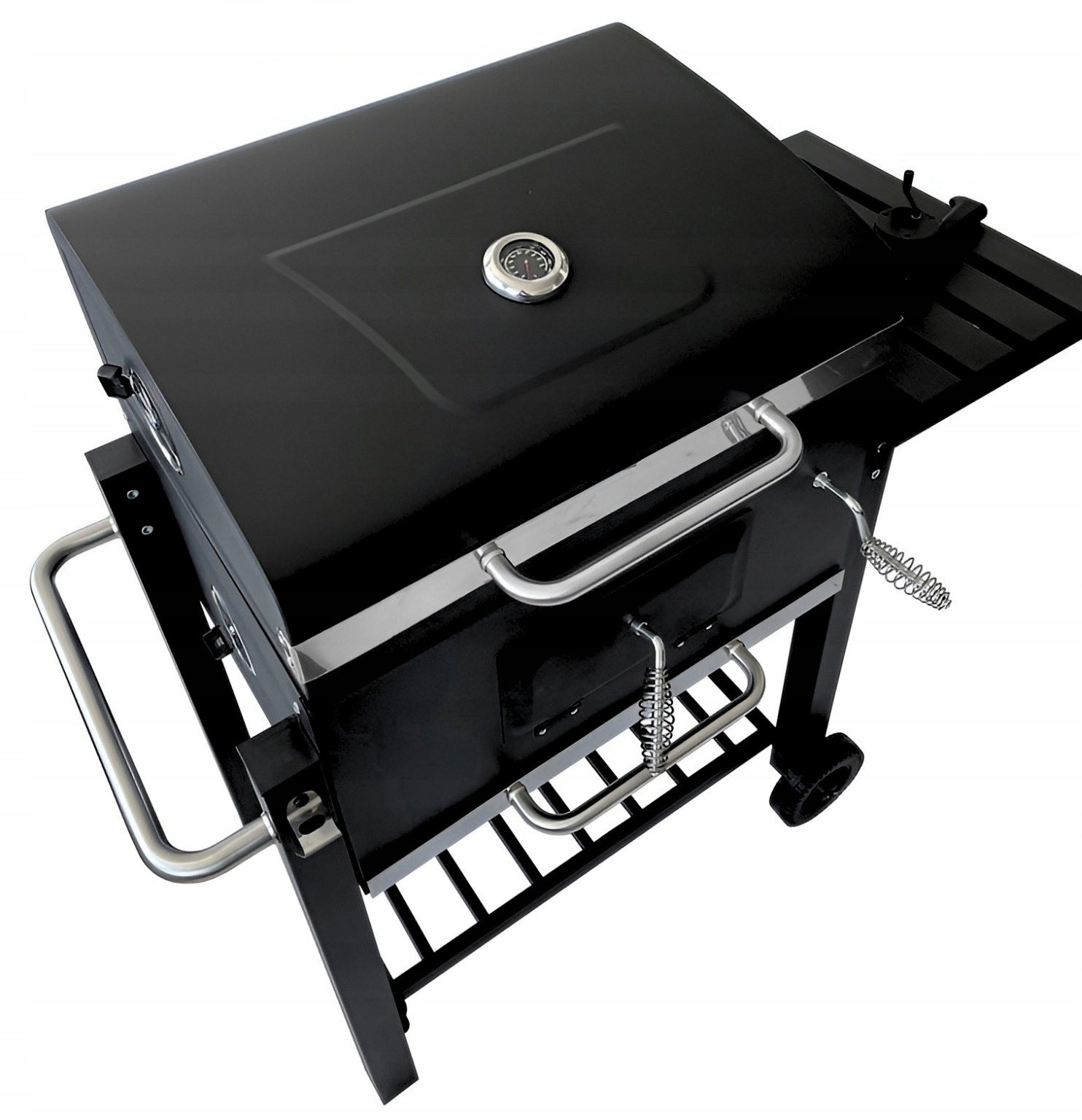 Large Charcoal Garden GRILL with Grate Cover Toaster Thermometer Black Grill height 103 cm