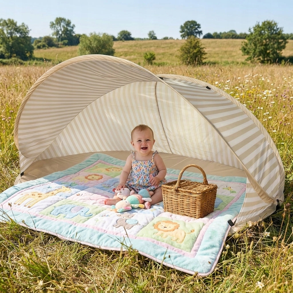 Large Children's Tent for Garden Self Deploying Baby Protection Color beige