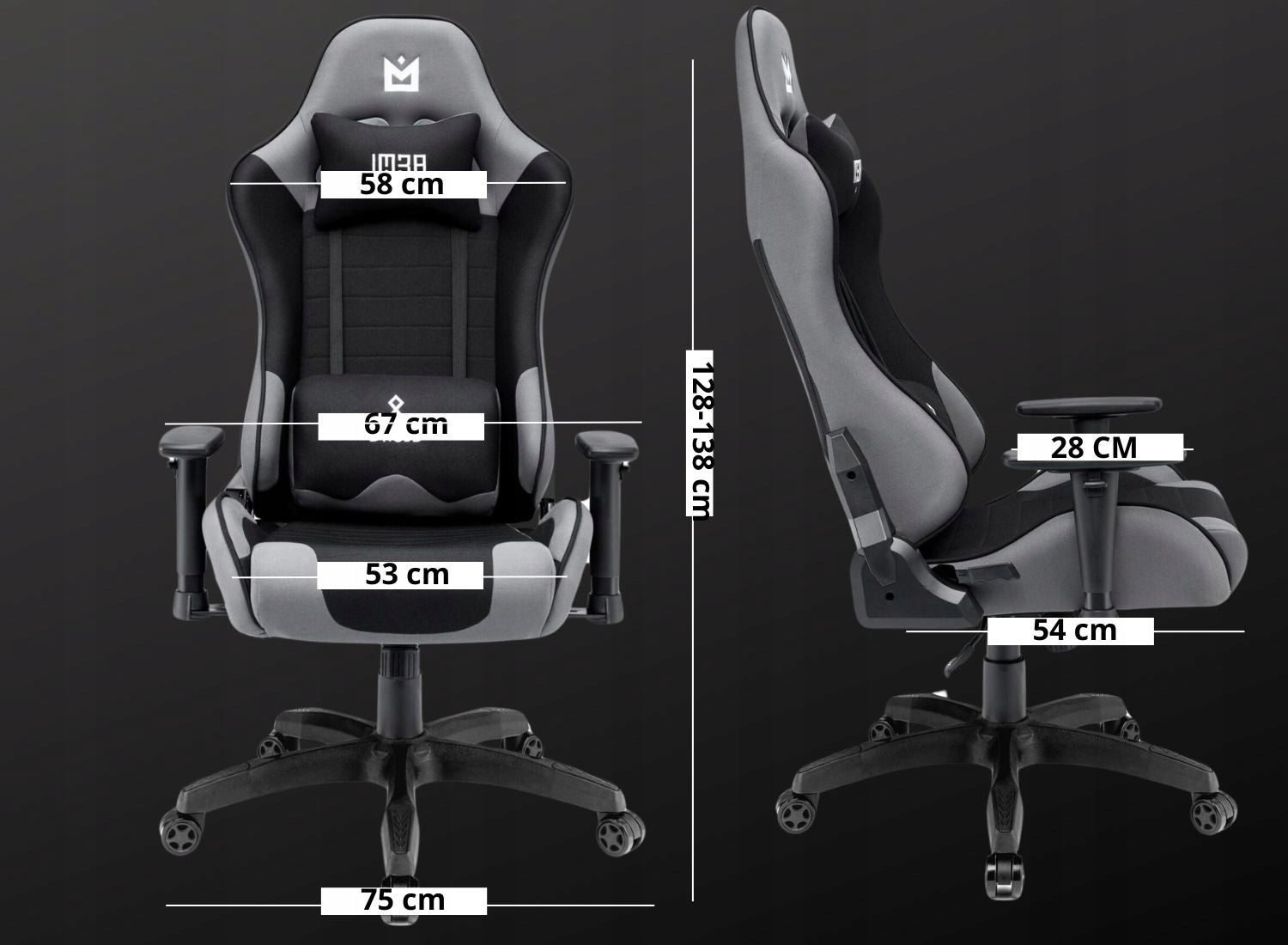 Large Comfortable Office Rotating Fabric Gaming Chair Furniture depth 75 cm
