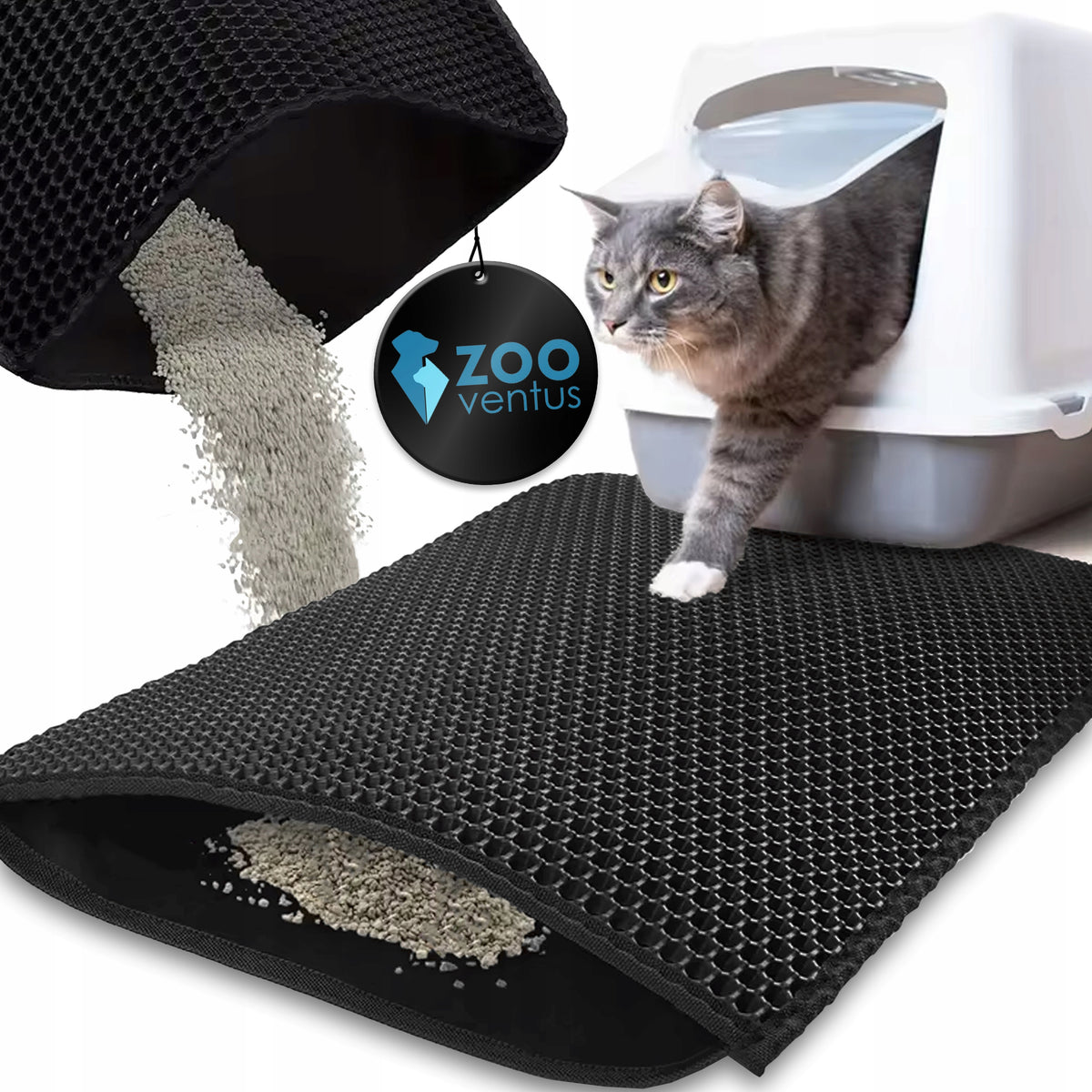 Large Cuvette Mat Double Sided Wiper Cat Pad Black XXL