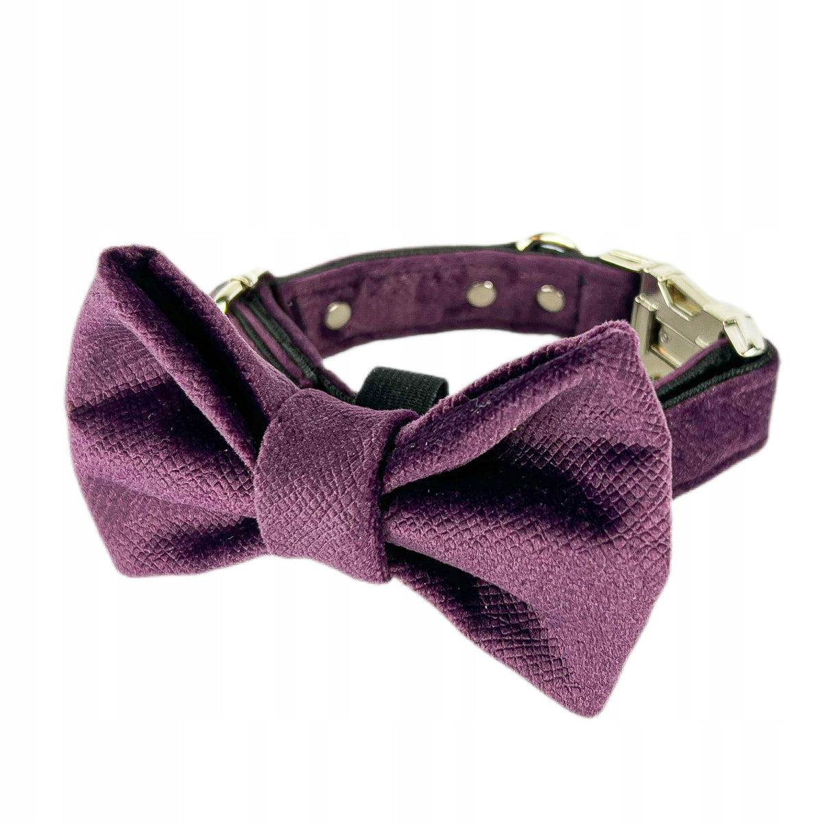 Large Dog Collar with Fly, Collar Set with Bow - Plum, L Packaging status original