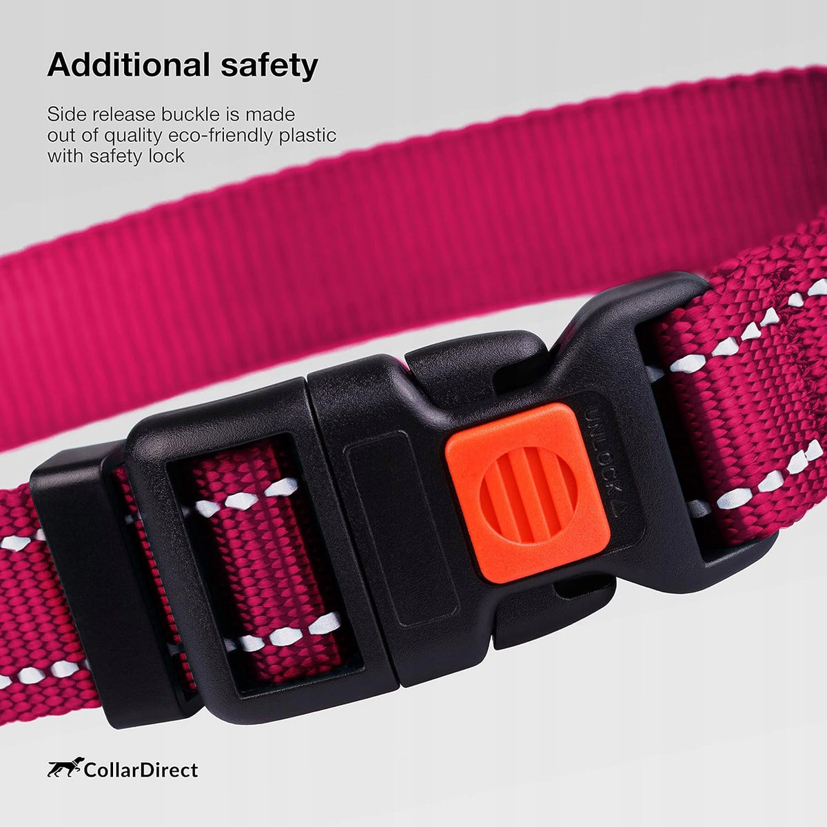 Large Dog Reflective COLLAR 32CM STRONG red Brand Amigo