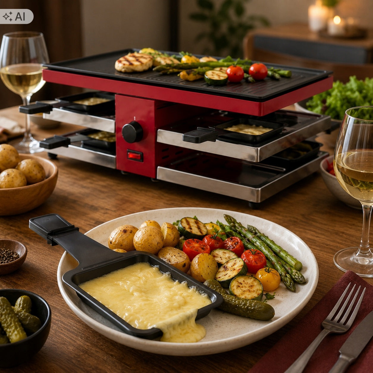 Large Electric Grill with Double Sided Plate Toaster 1300W Spring Raclette8 Manufacturer code 32 6771 30 01
