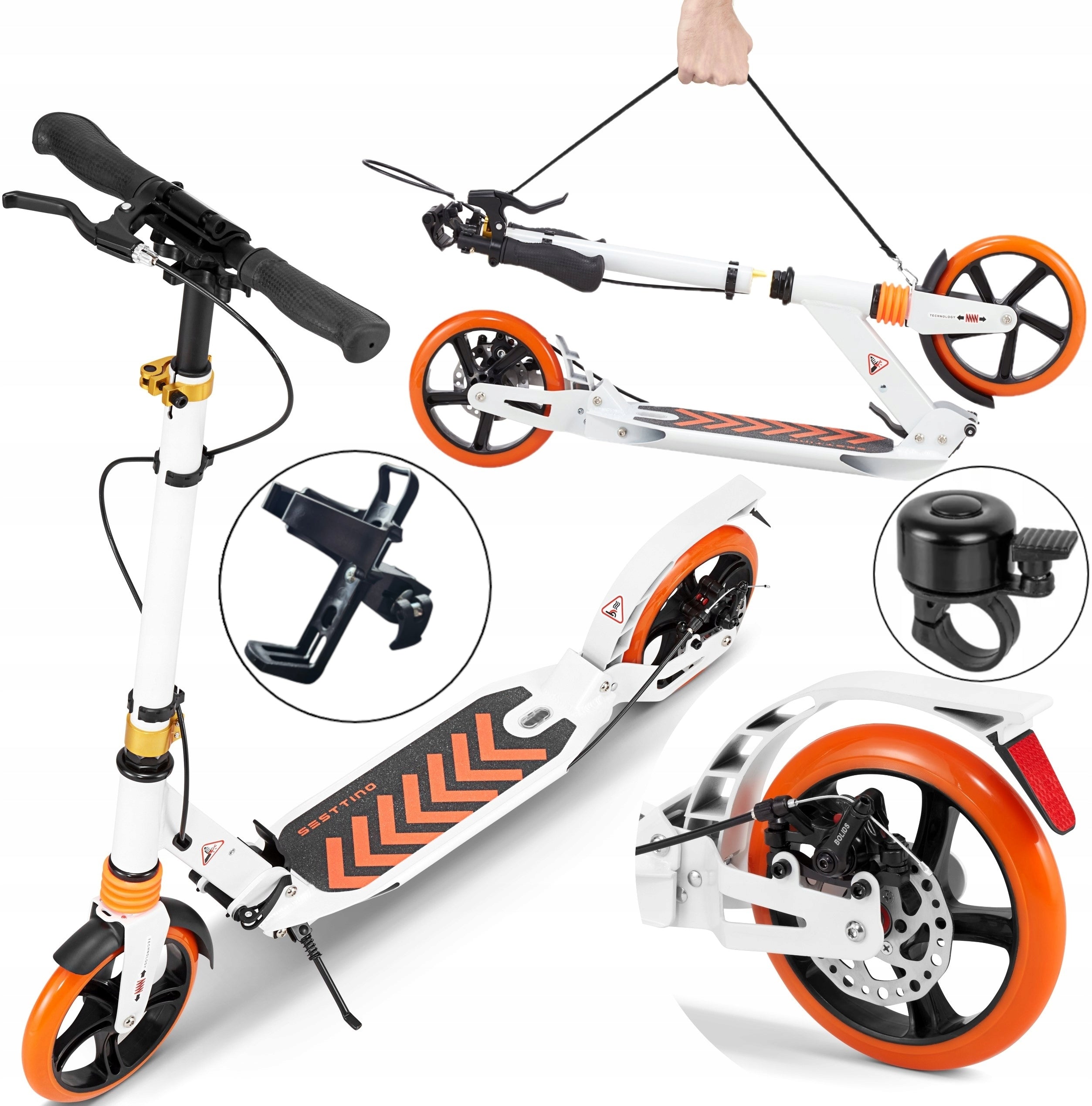 Large Folding City Scooter Sesttino Shiro Disc Brake Shock Absorption