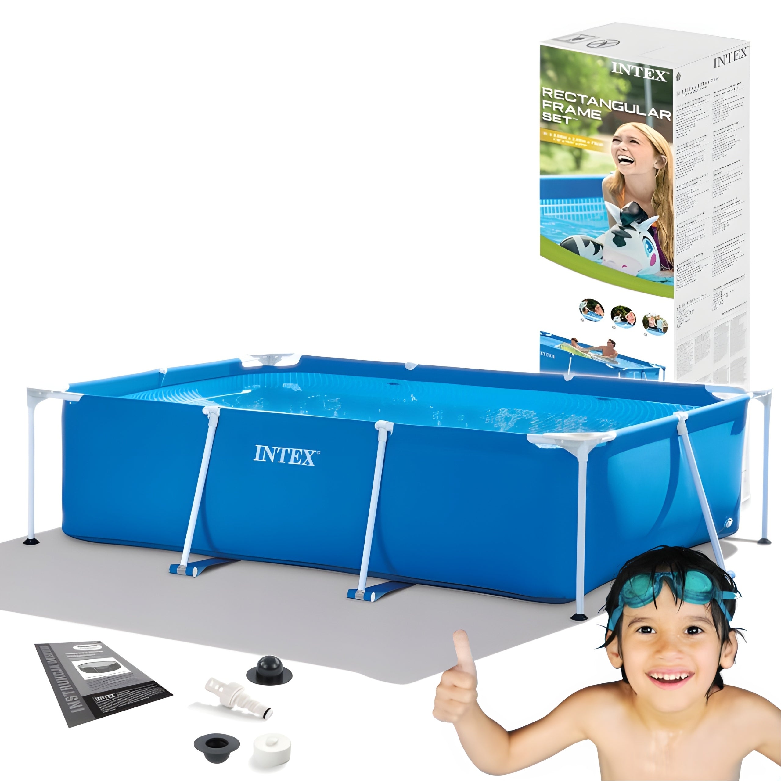 Large Framed Pool Rectangular INTEX 300x200x75 cm Garden