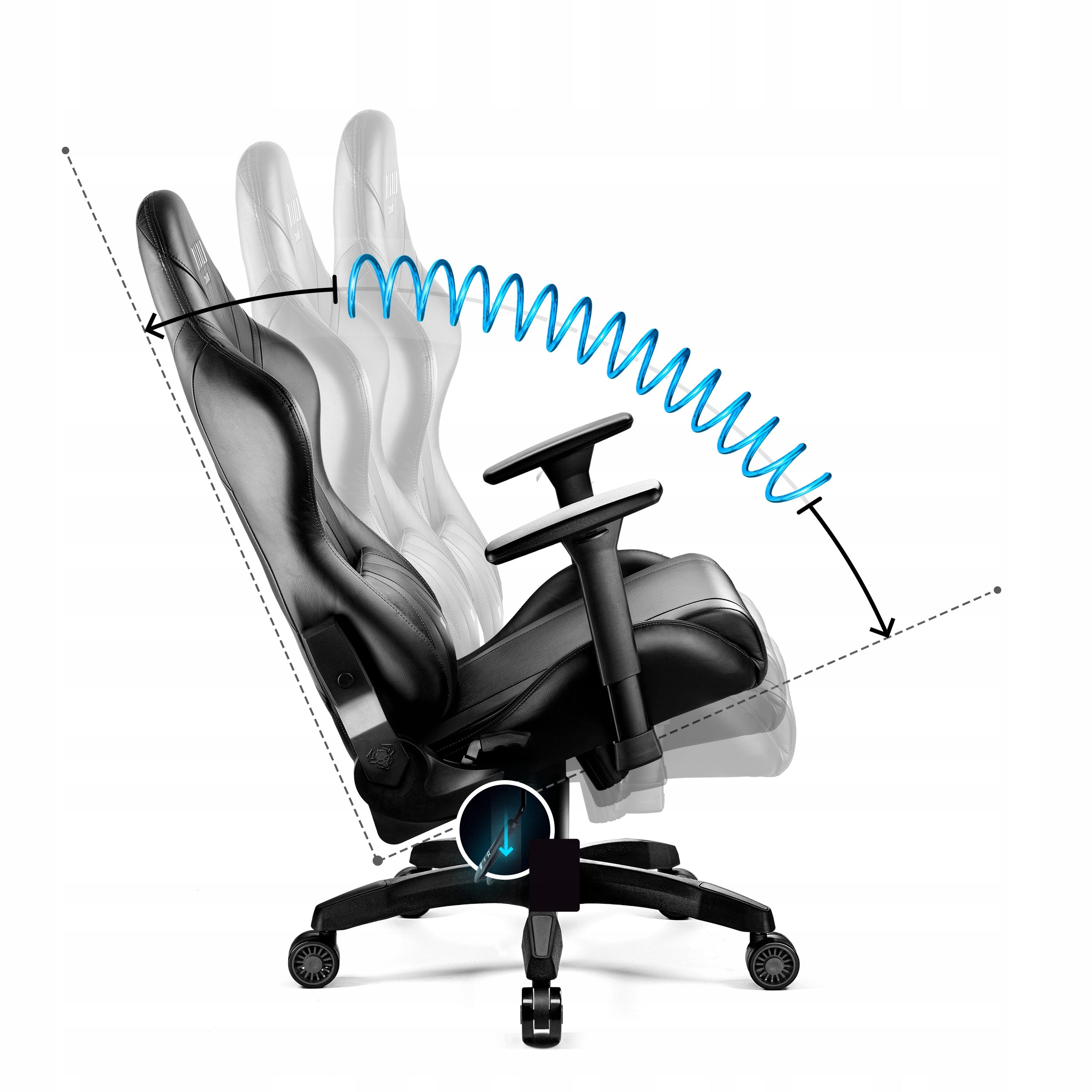 Large Gaming Chair Swivel with Eco Leather DIABLO X-HORN King Size Black Furniture height 143 cm