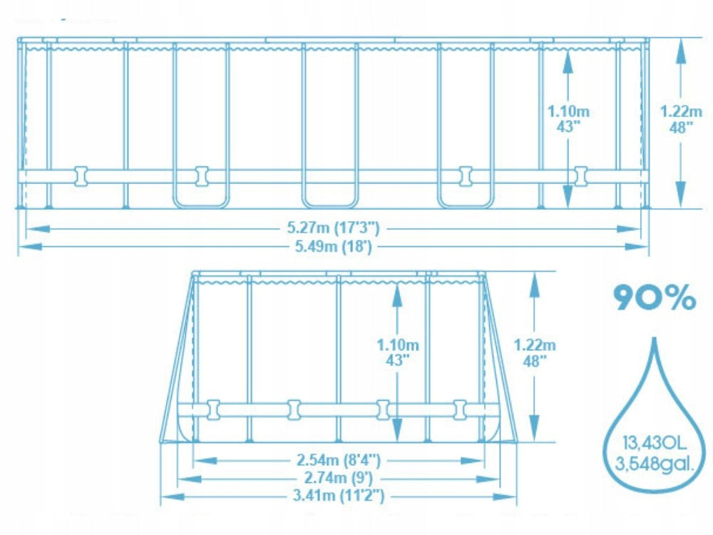 Large Garden Pool Framed 549x274x122 with pump Bestway 56716 MODEL 2026 Manufacturer code 56716