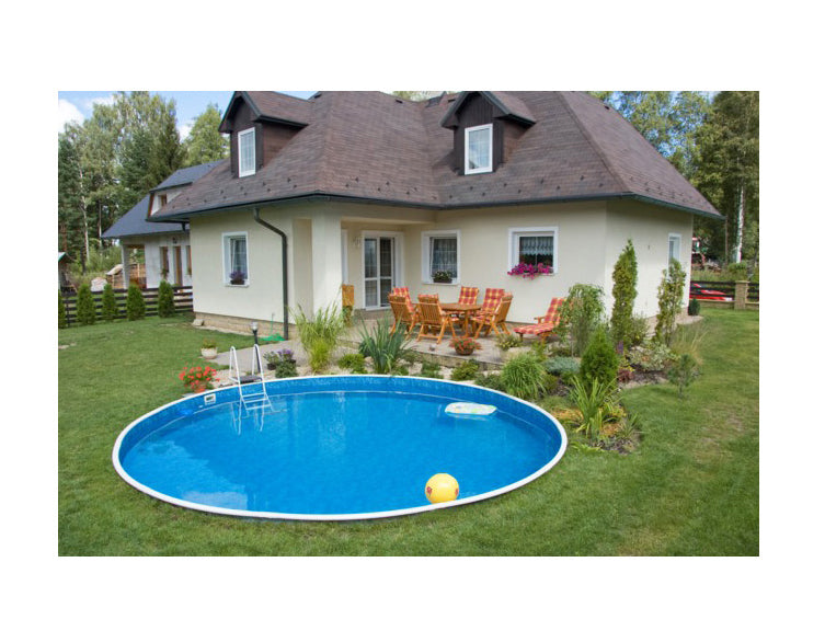 Large Garden Pool Metal Round Steel Wall Digging AZURO 460X90 Height 90 cm