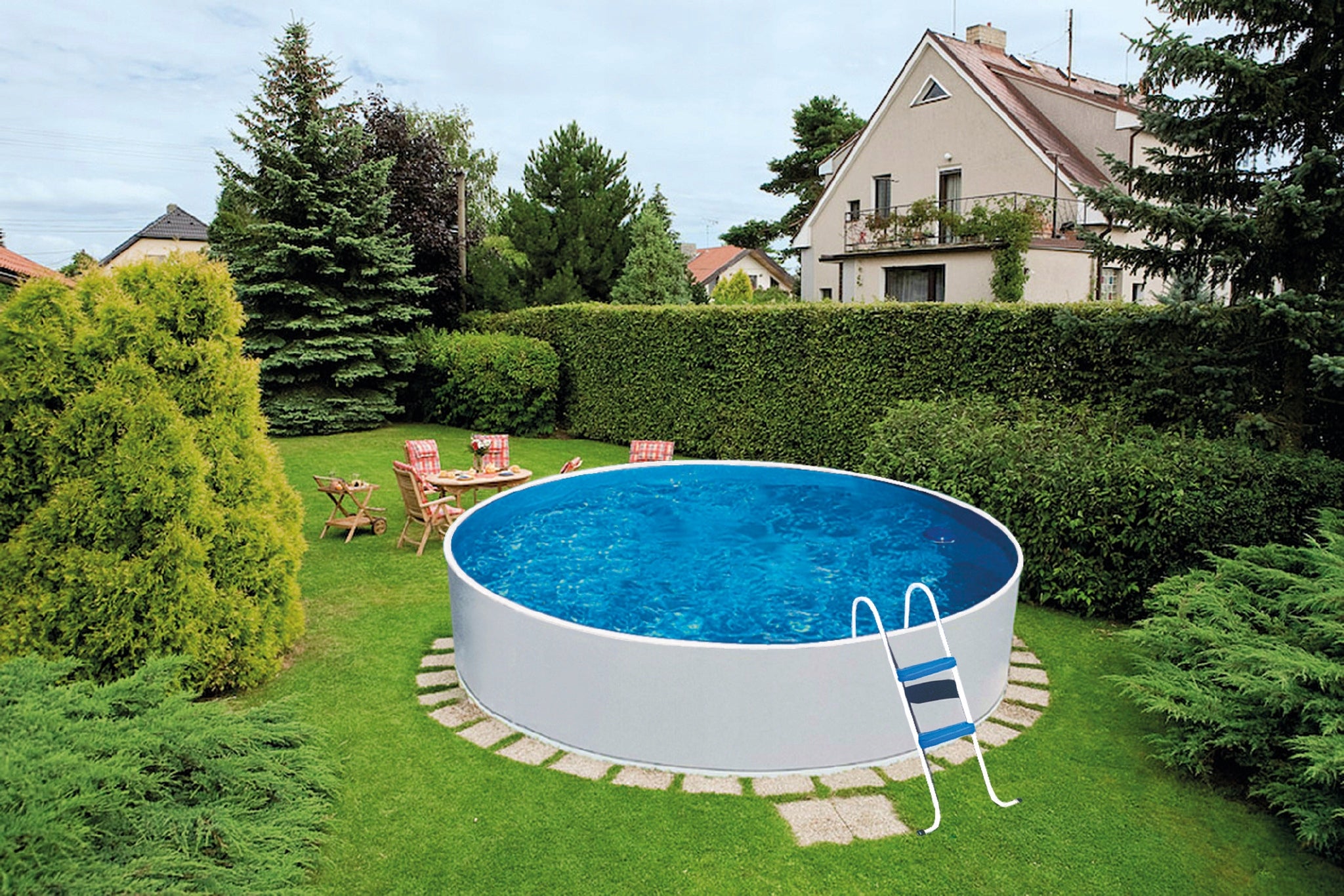 Large Garden Pool Metal Round Steel Wall Digging AZURO 460X90 Series 1248620036212